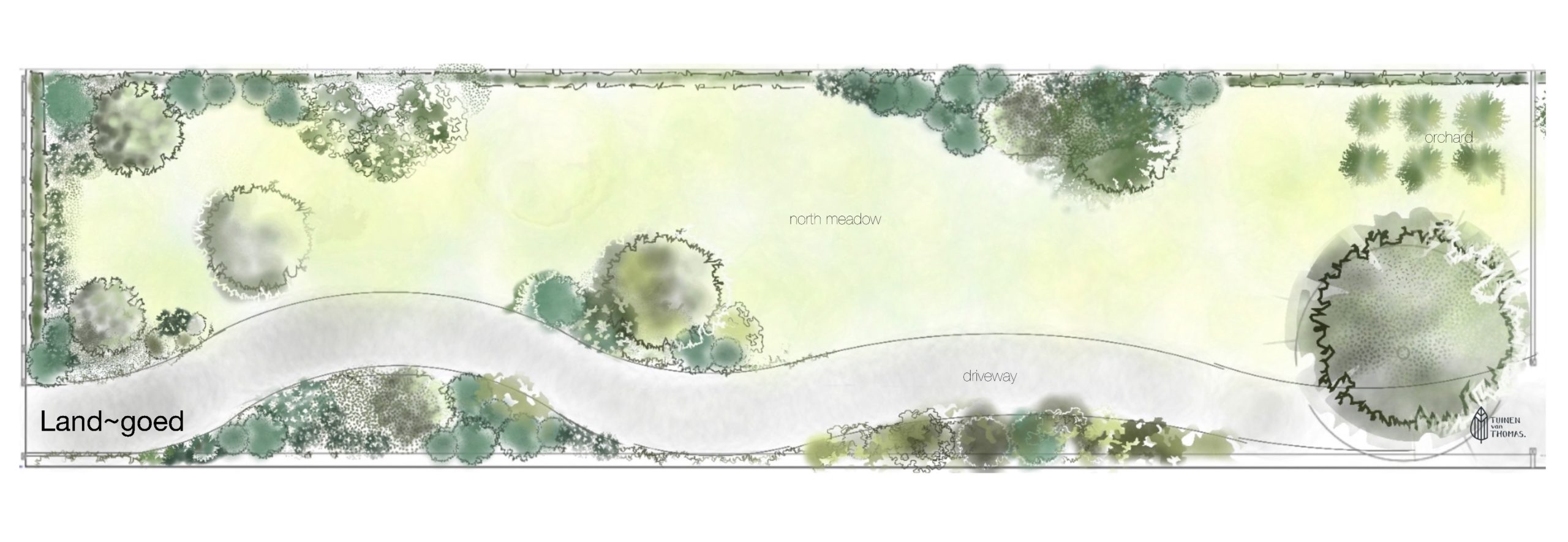 Gardendesign large garden wildflower meadow tuinontwerp villatuin landelijke tuin Tuinen van Thomas Caroline Thomas